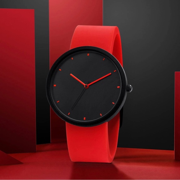 Other - BRAND NEW MENS MODERN MINIMALIST RED SILICONE WATCH NWT